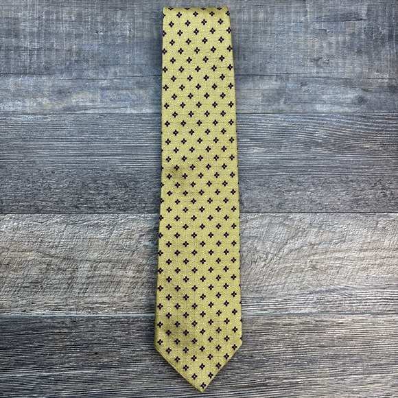 Brooks Brothers Makers Silk Neck Tie Gold Maroon Blue Geometric - Picture 2 of 6